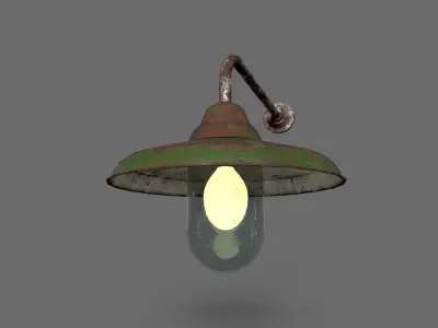 Old Rusted Outdoor Wall Lamp  Low-poly 3D model