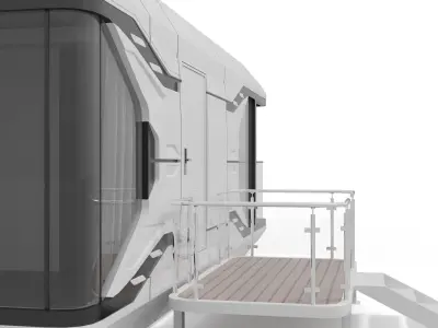 Capsule Modular One-Room House Low-poly 3D model