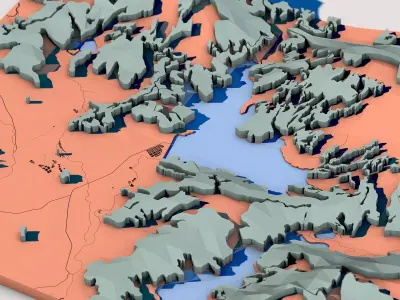 Low Poly Nature Landscape Diorama 3D model