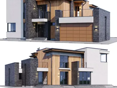 Modern house with floor plans 3D model