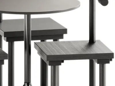 Still Cafe Table Round by Muuto and Sculptural Chair 3D model