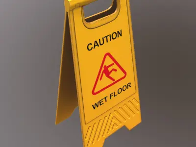 Caution Wet Floor Low Poly Low-poly 3D model