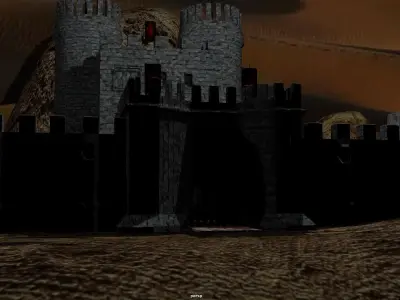  island castle in dark  Low-poly 3D model