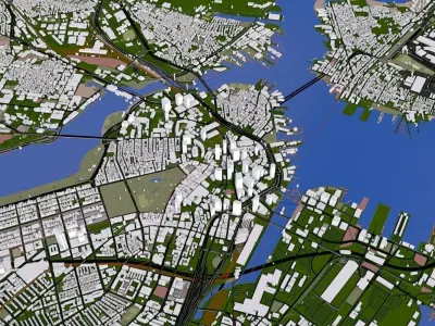 Boston City USA Low-poly 3D model