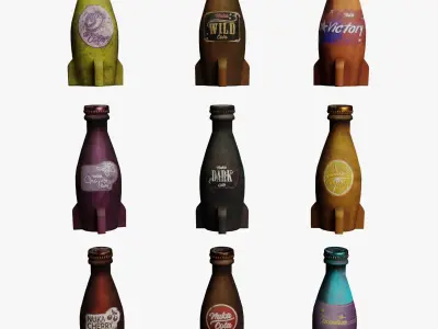 Nuka cola set Low-poly 3D model