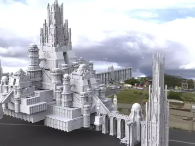 Dracula Castle towers with City 3D model