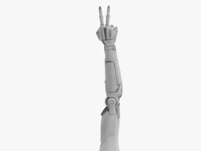 Cyborg arm shows peace 3D model