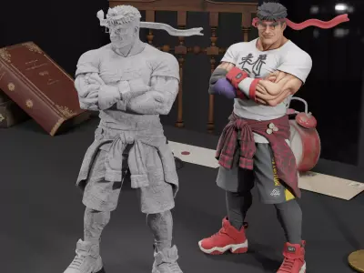 Martial Arts Street Champion Fighter Statue Urban Combat Warrior 3D print model