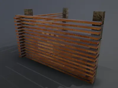 Wooden corner fence Low-poly 3D model