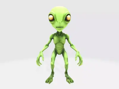 Green alien Low-poly 3D model