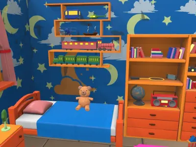 Isometric cartoon children room 03 3D model