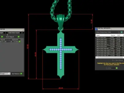 High Cross Pendant Light Gold 18K 3CP094 3D model