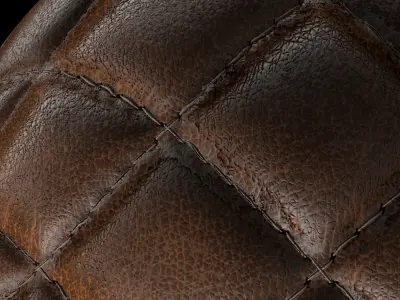 Leather Materials 17- Stitched leather  Pbr 4k Seamless Low-poly 3D model