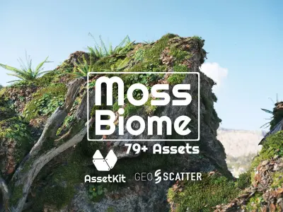 Moss Biome Ground Scatter - 3D AssetKit PBR Low-poly 3D model