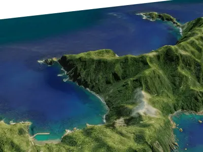 Hahajima Island 3d model terrain Low-poly 3D model