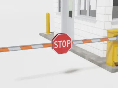 Security guard booth Low-poly 3D model