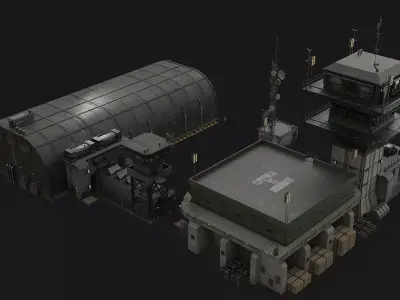 Military Base Assets Low-poly 3D model