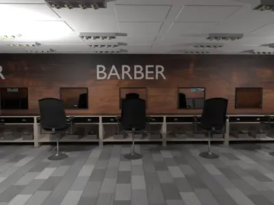 BarberShop Interior Low-poly 3D model