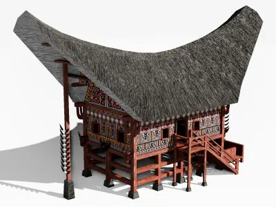 Rumah Tongkonan Toraja Low-poly 3D model
