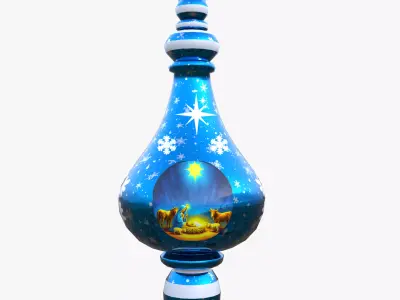 Low Poly 3D Christmas Bauble Model with Nativity Scene PBR  4K Low-poly 3D model