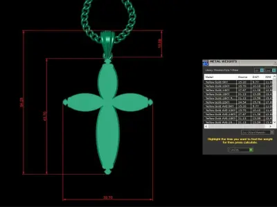 Light Gold 18K Cross Pendant 1CP065 3D print model