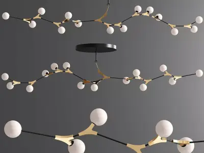 Modern Glass Globes Chandeliers Metal Branch Pendant Lighting 3D model