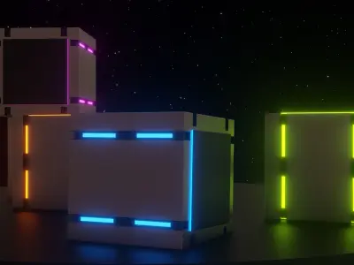 Sci-Fi Cargo Cube Low-poly 3D model
