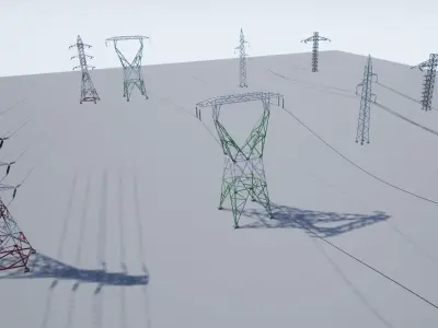 PBR Electric Transmission Towers Low-poly 3D model