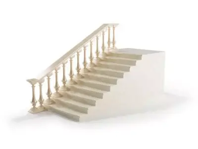 White Marble Hand Railing 3D model