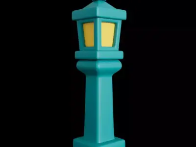 Stylized Simple Street Light Low-poly 3D model