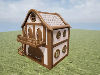 Medieval Fantasy Town Building 4 Game Ready Low-poly 3D model