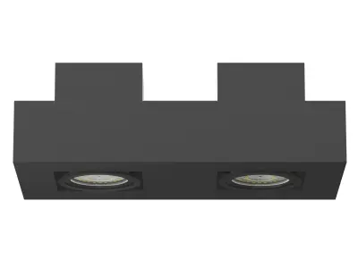 Black Double Rectangular Halogen Light 3D Model 3D model