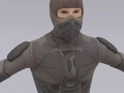 Lowpoly scifi space suit stillsuit character Low-poly 3D model