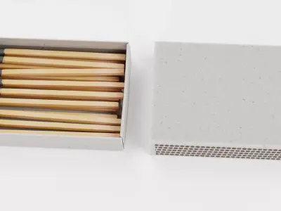 Matchbox Filled with Safety Matches V3 - Neutral Design 3D model