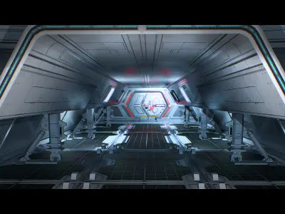 3D Sci Fi Hangar Interior  game ready  optimized for  camera Low-poly 3D model