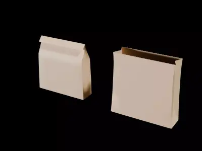 Paper Bag Mockup Folded Open Variants 3D model
