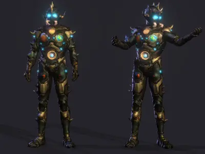 Space Warrior High quality character full Rigged and Animated 3D model