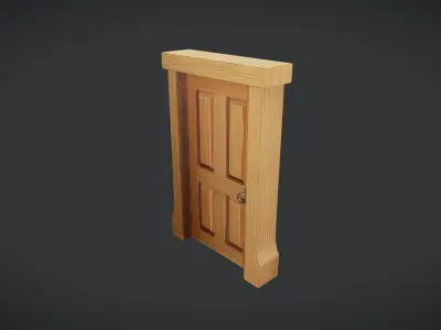 wooden door illustration 3D model