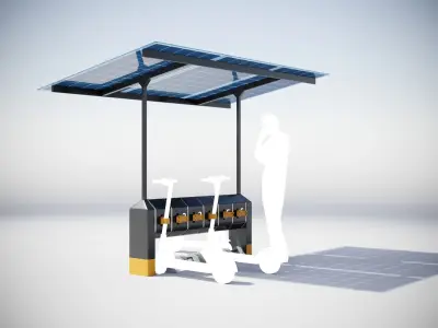 Solar scooter charging station 3D model