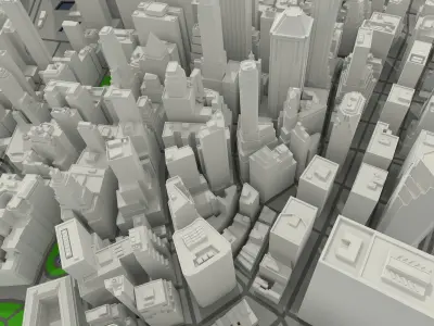 NYC Lower Manhattan Financial District Low-poly 3D model