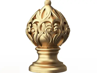 Carved Finial Knob 01 Low-poly 3D model