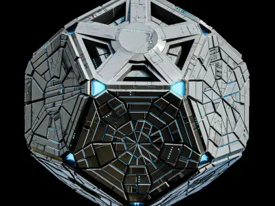 Geometrical Spacecraft Hedra Sphere Round Sci-Fi Space Station Low-poly 3D model