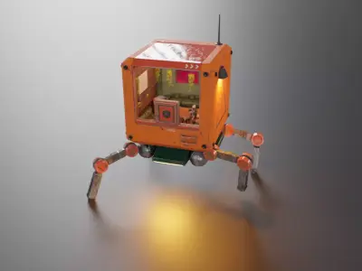 cubey orange robot with light 3D model