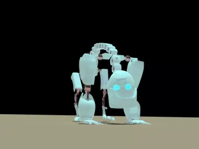 Futuristic white Robot v19 3D model