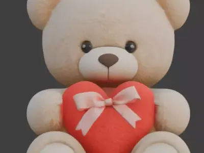 Valentines Day Teddy Bear 3D Model Low-poly 3D model