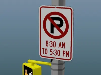 Traffic Light Low-poly 3D model