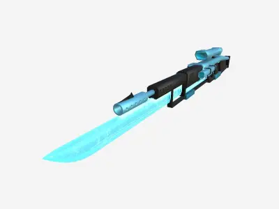 SciFi Sniper Gunblade A02 Black Blue - Fiction Weaponry Low-poly 3D model
