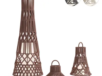 Outdoor Garden Wicker Floor Lamp Talenti 3D model