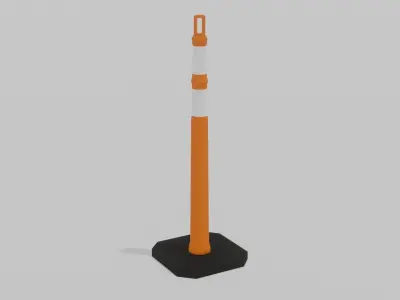 Traffic Cone Delineator Post Low-poly 3D model