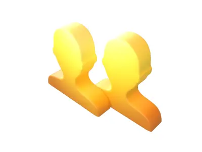 Two People Bust in Silhouette v1 008 Low-poly 3D model